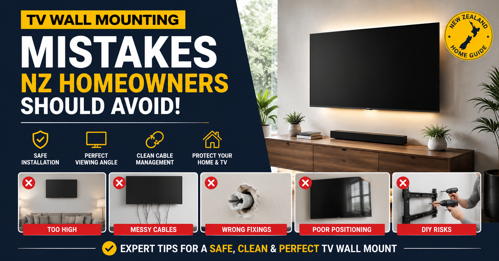 TV Wall Mounting Mistakes NZ Homeowners Should Avoid